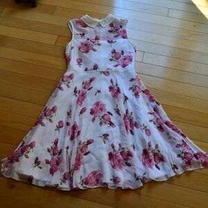 HOBBS Sleeveless Floral Fit & Flare 100% Silk Dress Size US 6